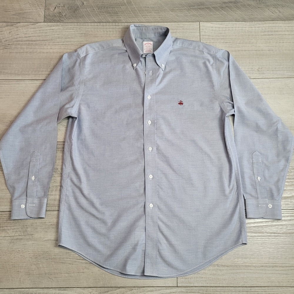 💙Brooks Brothers MADISON Fit Non‑Iron Supima Cotton Dress Shirt Men's M Blue